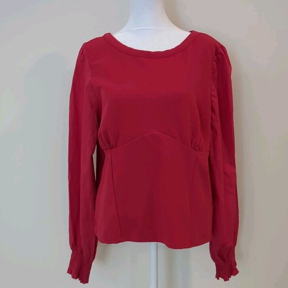 Anthropologie Structured Ballon Sleeve XL Pink Women's Boho Feminine Blouse